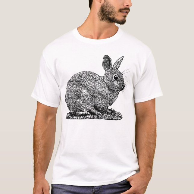 Camiseta Conejo - Dibujo tipo pluma y tinta (Anverso)