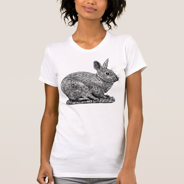 Camiseta Conejo - Dibujo tipo pluma y tinta (Anverso)