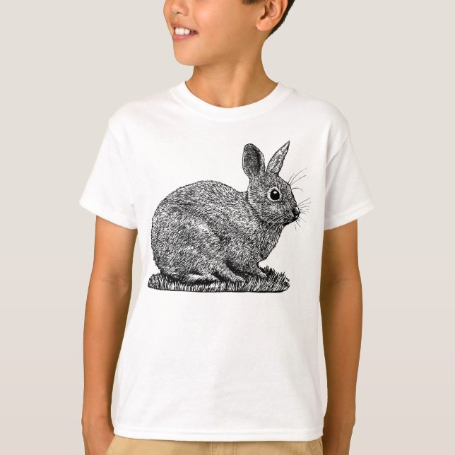 Camiseta Conejo - Dibujo tipo pluma y tinta (Anverso)