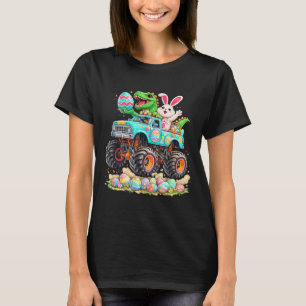 Camiseta Conejo Dinosaurio Con Camión Pascua Divertida Caza