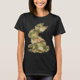 Camiseta Conejo divertido de ganchillo patchwork camuflaje