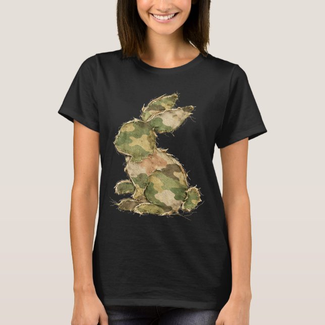 Camiseta Conejo divertido de ganchillo patchwork camuflaje  (Anverso)