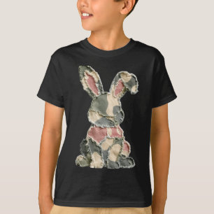 Camiseta Conejo divertido de ganchillo patchwork camuflaje 