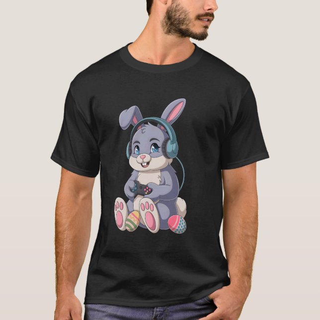 Camiseta Conejo divertido de juegos de Pascua de videojuego (Anverso)