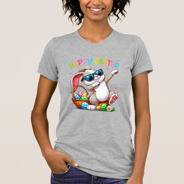 Camiseta Conejo divertido haciendo dabbing Pascua Feliz Pas (Anverso)