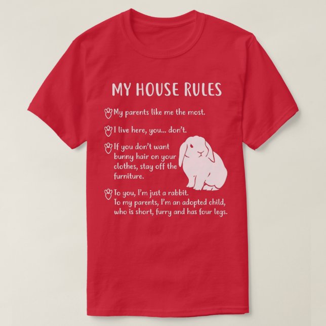 Camiseta Conejo divertido, Mi Casa Gobierna Holland Lop Bun (Diseño del anverso)