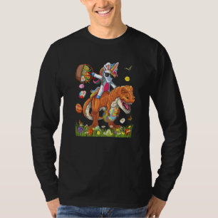 Camiseta Conejo Divertido Montando Dinosaurio Sosteniendo C