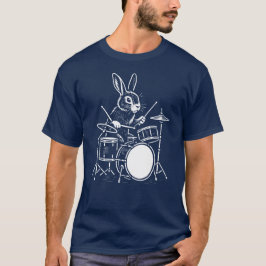 Camiseta conejo divertido toca la batería