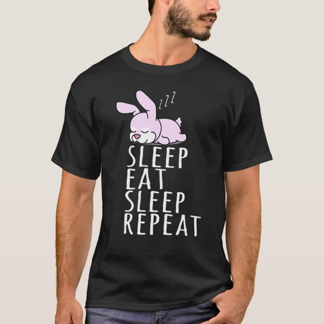 Camiseta Conejo Dormir Comer Repetir La Noche (Anverso)