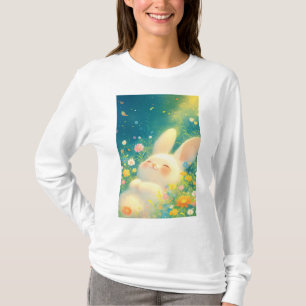Camiseta Conejo durmiendo entre las flores