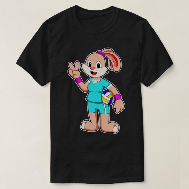 Camiseta Conejo en deportes con voleibol (Diseño del anverso)