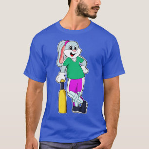 Camiseta Conejo en el críquet con murciélago de críquet