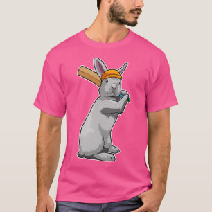 Camiseta Conejo en el críquet con murciélago de críquet