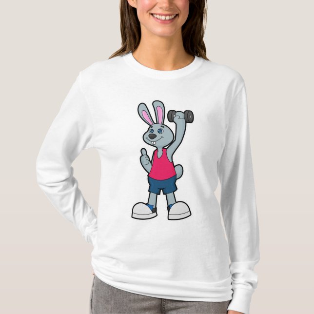 Camiseta Conejo en Fitness con Dumbbell (Anverso)
