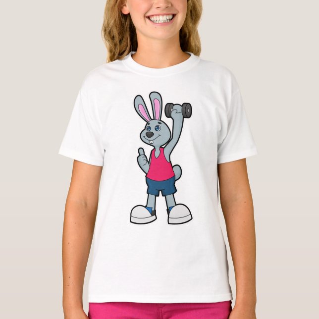 Camiseta Conejo en Fitness con Dumbbell (Anverso)