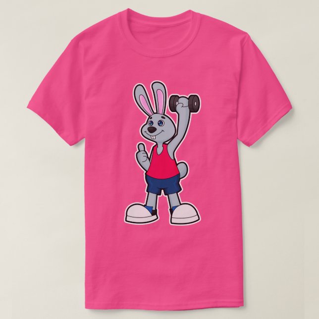 Camiseta Conejo en gimnasio con timbre 1 (Diseño del anverso)
