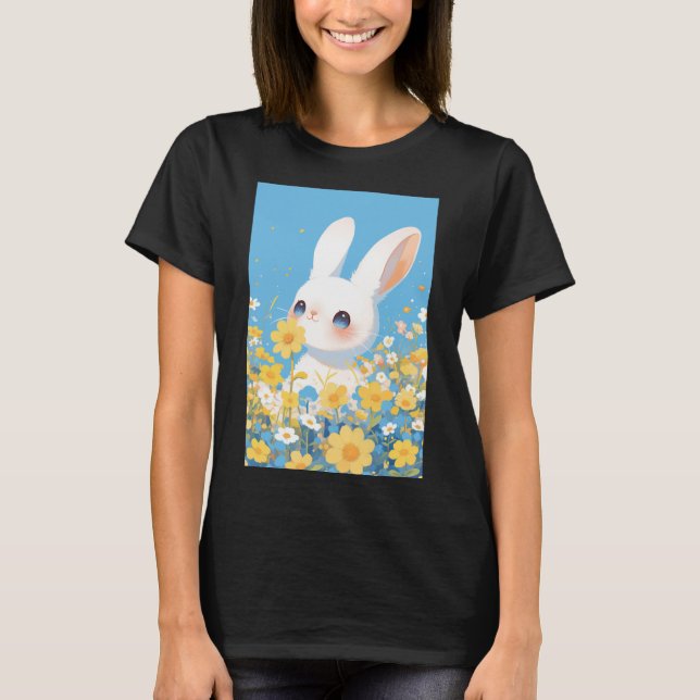 Camiseta Conejo en la pradera soleada (Anverso)