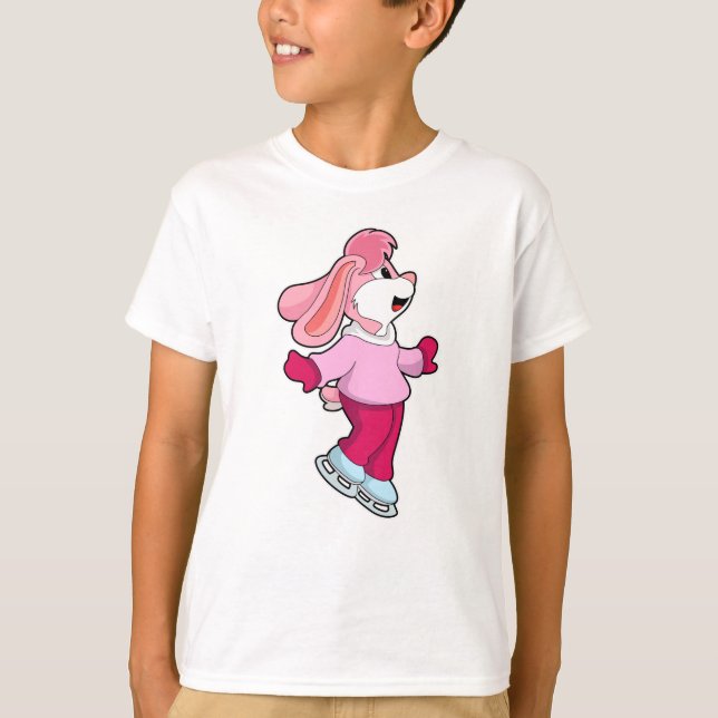 Camiseta Conejo en patinaje sobre hielo con patines de hiel (Anverso)
