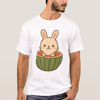 Camiseta Conejo en sandía - fruta kawaii pura