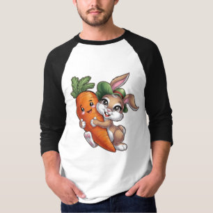 Camiseta Conejo feliz con una zanahoria gigante