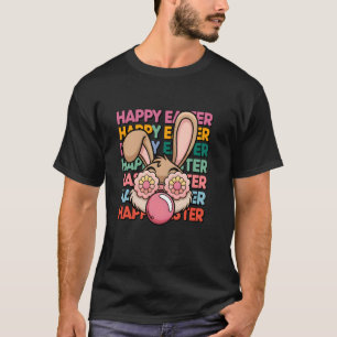 Camiseta Conejo Feliz de Pascua Chicle Flor Ojos