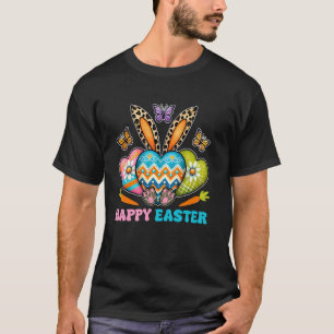 Camiseta Conejo Feliz de Pascua Corazón Estampado Leopardo