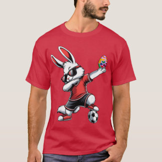 Camiseta Conejo feliz de Pascua de niños con fútbol Pascua 