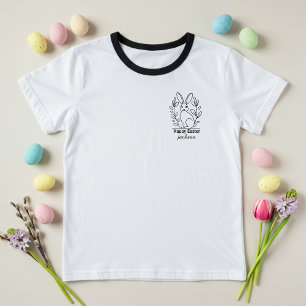 Camiseta Conejo feliz de Pascua minimalista con nombre pers
