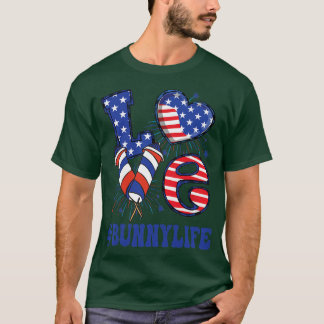 Camiseta Conejo femenino ama la bandera de los Estados Unid