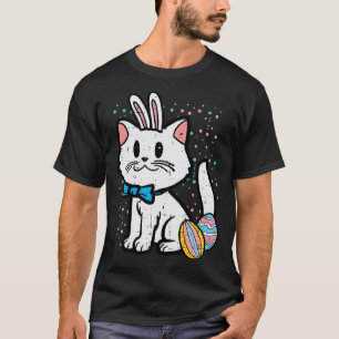 Camiseta Conejo Gato Blanco Pascua Gatito Lindo Niña Ropa I