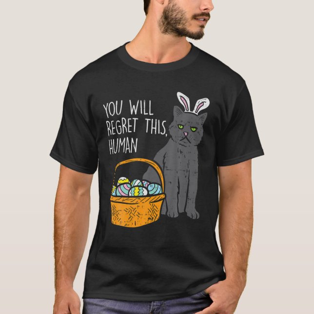 Camiseta Conejo Gato Negro Lamenta Este Gracioso Gif Humano (Anverso)