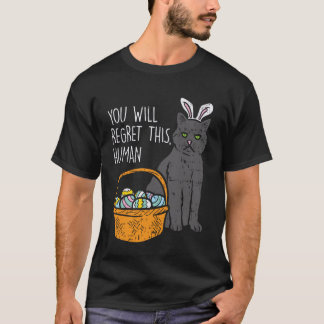 Camiseta Conejo Gato Negro Lamenta Este Humano Divertida Pa