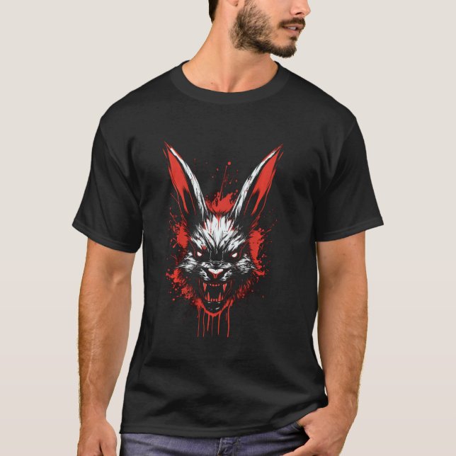 Camiseta Conejo Horror Halloween Traje Aterrador Conejo (Anverso)