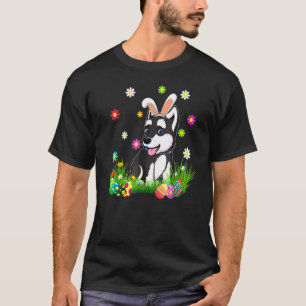 Camiseta Conejo Husky Siberiano Perro Feliz Día de Pascua C