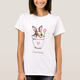 Camiseta Conejo inteligente en una maceta vegetal con flore