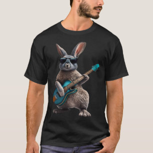 Camiseta Conejo Jugando Guitarra Eléctrica Conejo Animal Gu