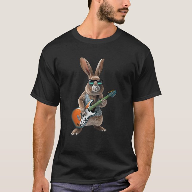 Camiseta Conejo Jugando Guitarra Eléctrica - Lov De Conejo  (Anverso)