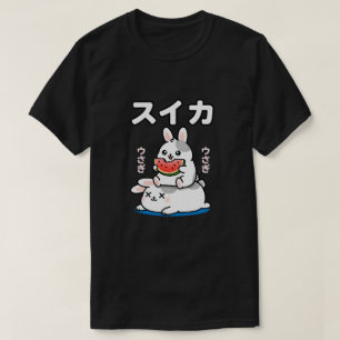 Camiseta Conejo Kawaii Comiendo Sandía Arte de Conejo Japon