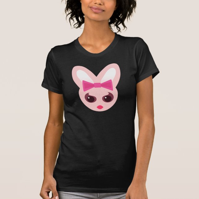Camiseta Conejo Kawaii Sassy Lazo Rosa (Anverso)