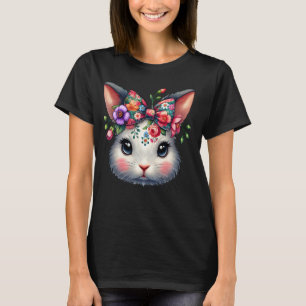 Camiseta Conejo Lindo Amante de conejos Floral Flor Gráfico