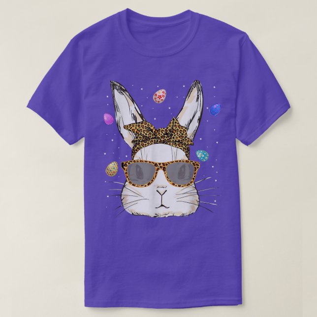 Camiseta Conejo lindo Cara Leopardo Impresión Gafas Conejo  (Diseño del anverso)