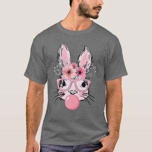 Camiseta Conejo lindo con lentes de leopardo Bubblegum East