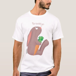 Camiseta Conejo lindo con personalizado de zanahoria sentad