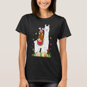 Camiseta Conejo lindo conejo montado Llama Cesta de huevos 