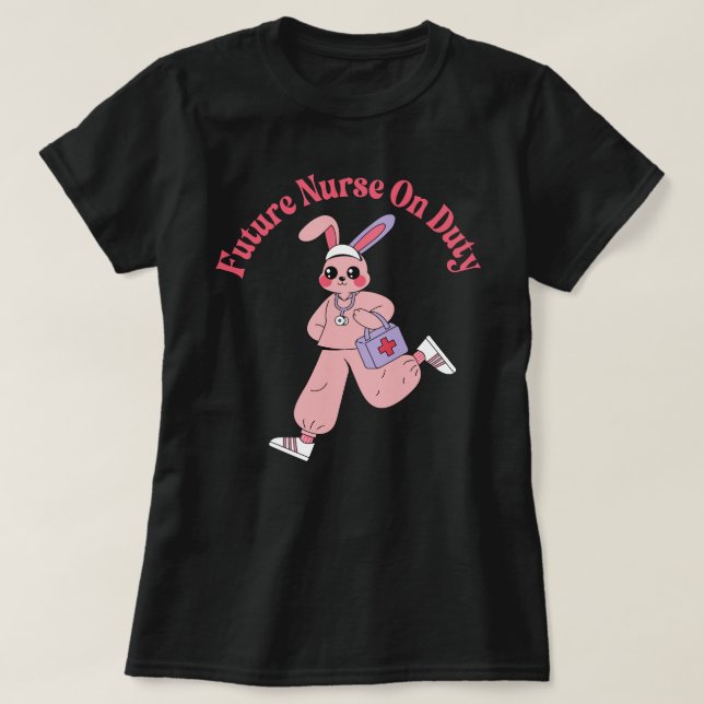 Camiseta Conejo Lindo Enfermero Futuro De Servicio (Diseño del anverso)