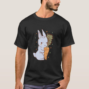 Camiseta Conejo lindo que abraza una zanahoria con corazone