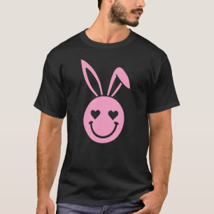 Camiseta Conejo lindo sonriente cara cara corazón ojos cone