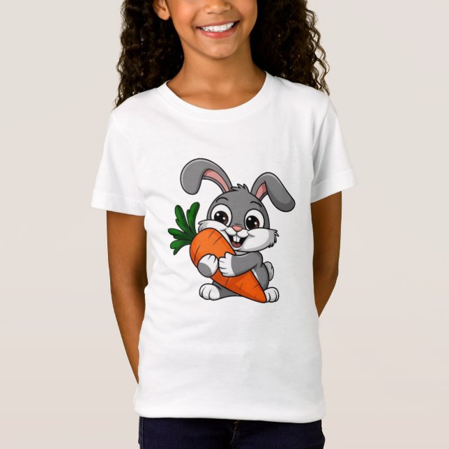 Camiseta Conejo lúdico con una zanahoria grande (Anverso)