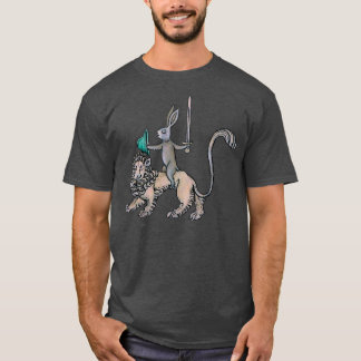 Camiseta Conejo Medieval monta un león porque puede