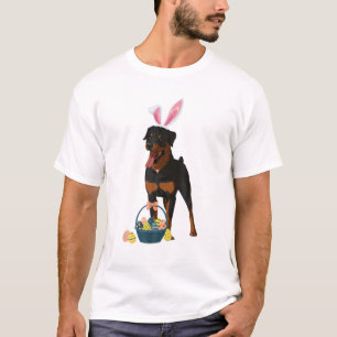 Camiseta Conejo Orejas Rottweiler Perro Cute Conejo Doge